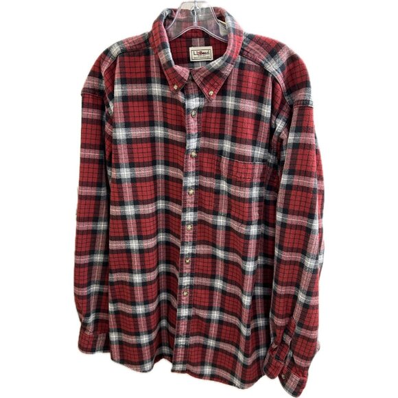 L.L. Bean Other - Vintage LL Bean Button Down Pocket Flannel Shirt Mens XL Plaid Purple OMT30